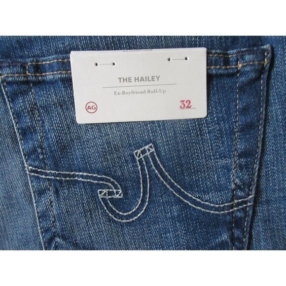 NWT AG Adriano Goldschmied Hailey in 12 Years Ash Ex-Boyfriend Roll-up Shorts 32 - Picture 2 of 6